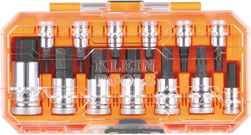 Klein Tools 65213HEX Knurled Hex Bit SAE Socket Set, 1/4, 3/8 and 1/2-Inch Drives, Premium Cr-V Steel, SAE Sizes 5/64 to 9/16-Inch, MODbox Case, 13-Piece - Image 8