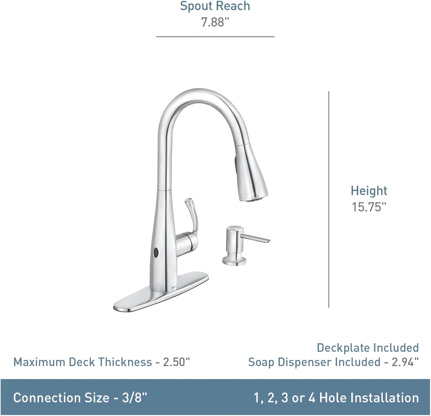 Moen Essie Matte Black MotionSense Wave One-Handle Touchless Kitchen Faucet with Pulldown Sprayer and Soap Dispenser, 87014EWBL - Image 7
