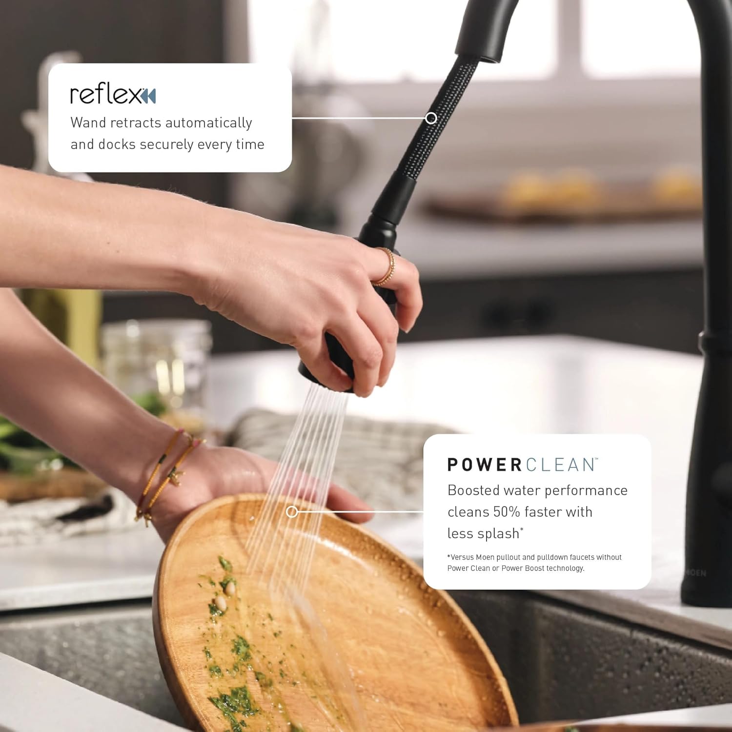 Moen Essie Matte Black MotionSense Wave One-Handle Touchless Kitchen Faucet with Pulldown Sprayer and Soap Dispenser, 87014EWBL - Image 11